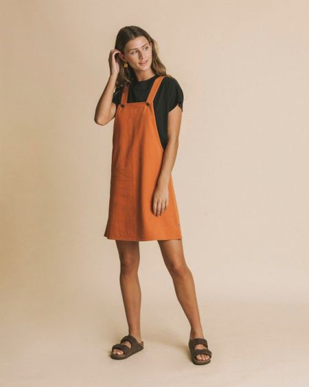 Robe salopette terracotta en coton bio - amelie