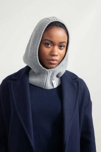 Cagoule en cachemire recyclé | gris clair "marika - grigio calce"