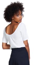 T-shirt blanc en coton bio - scoop