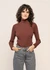 T-shirt manches longues en coton bio | marron "coffee rib aine top" - Thinking Mu