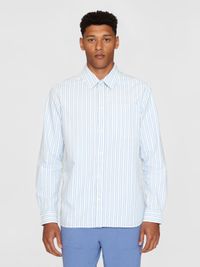 Chemise en coton bio | rayée bleue et blanche "loose striped slub canvas shirt blue stripe"