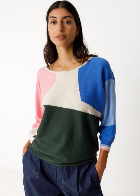 Pull manches 3/4 en coton bio | multicolore "suéter naike-gots - multicolour" - SKFK