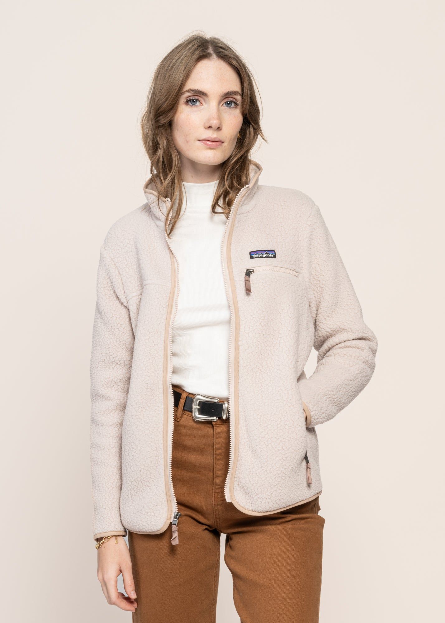 Polaire zippee en matiere recyclee beige w s retro pile jkt shroom taupe femme