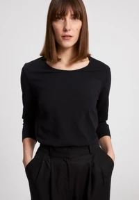 T-shirt à manches 3/4 noir en coton bio - neaa