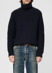 Pull col roulé en laine bio | marine "august chunky rollneck knit navy"