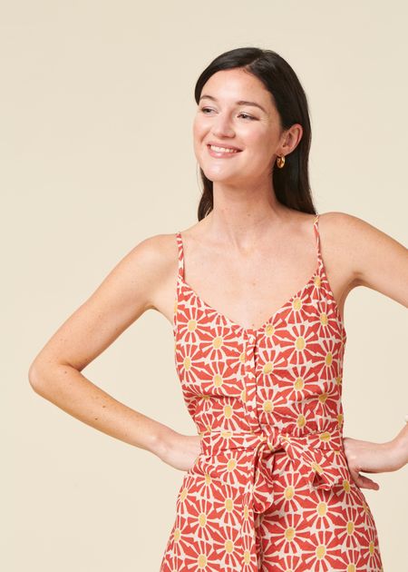 Robe en coton biologique | rouge "marisol strap dress red - red" - Brava Fabrics