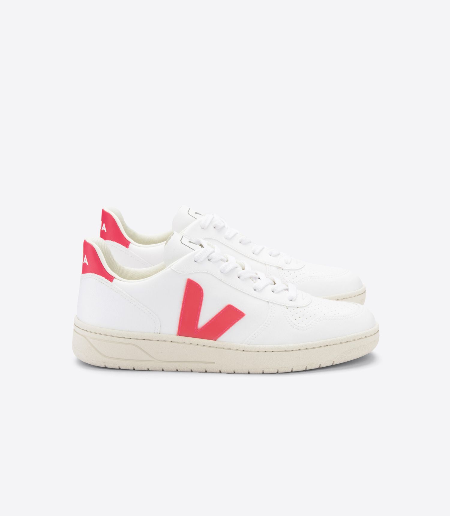 Baskets vegan v-10 cwl white rose-fluo femme Veja