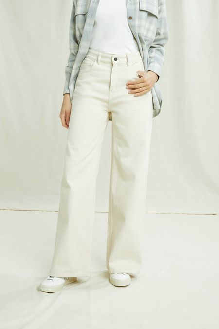 Pantalon ample crème en coton bio - flora