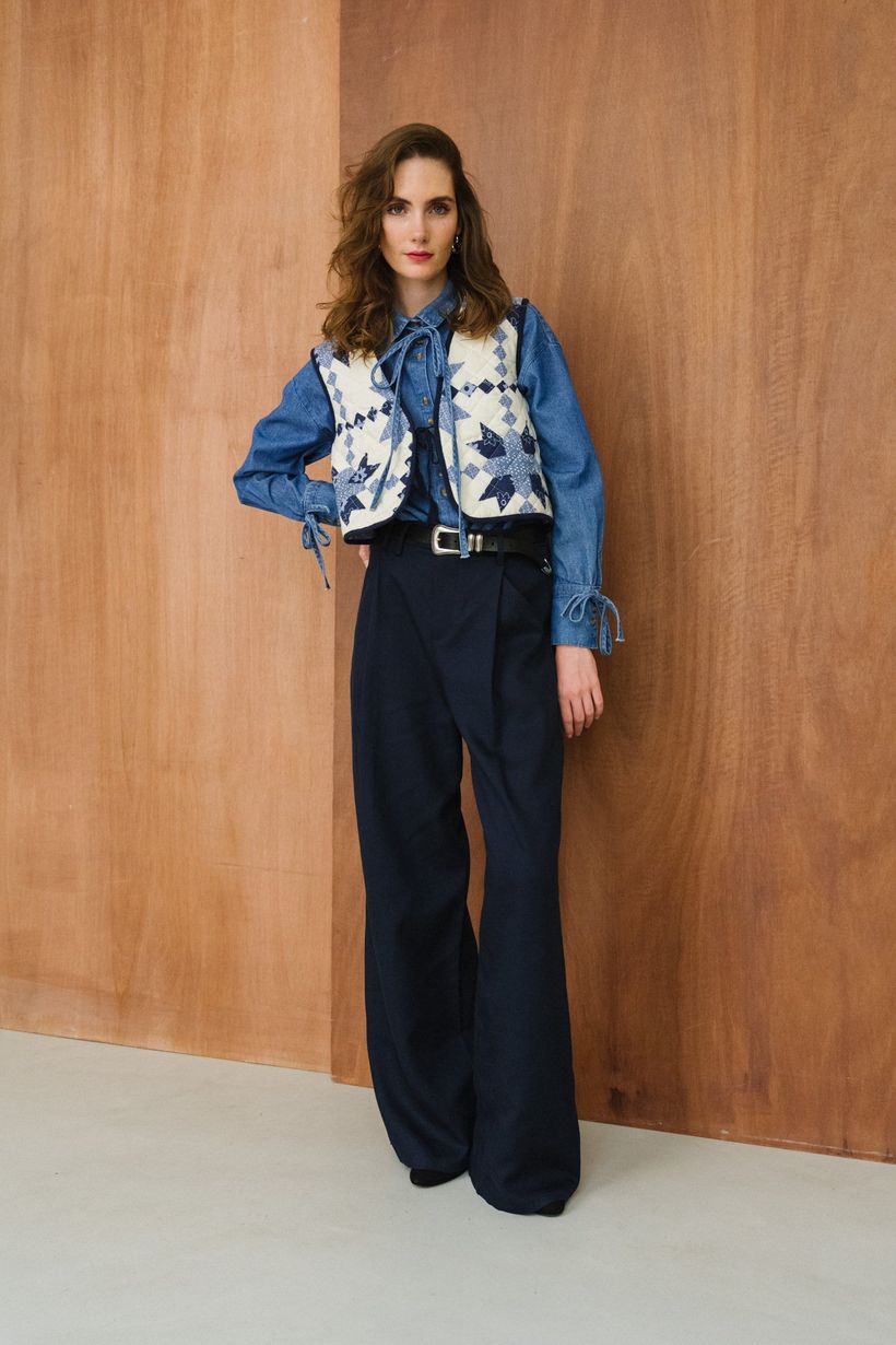 Pantalon ample en tencel | bleu foncé "navy molly pants - blue" - Thinking Mu