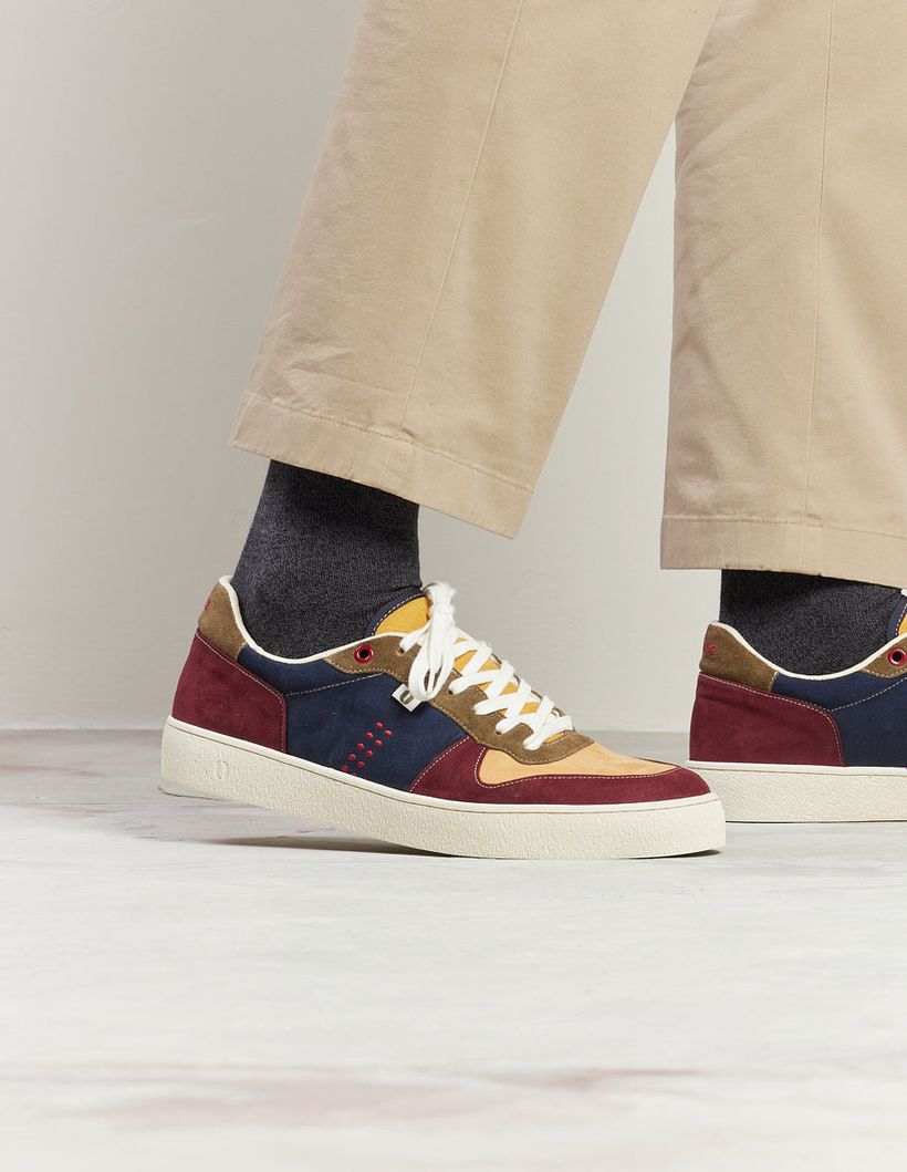 Baskets en cuir certifié | pourpre beige kaki "arthur" - Odaje ex M.Moustache