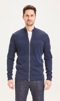 Gilet zippé bleu en coton bio - field total eclipse