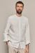 Chemise col officier en lin | rayée sand "nathan striped sand"