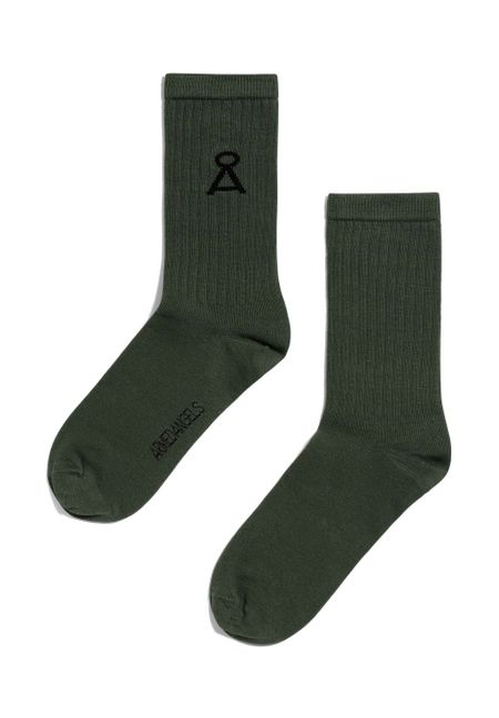 Chaussettes vert foncé en coton bio et matières recyclé - saamu forest green