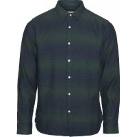 Chemise rayée vert et marine en coton bio - elder