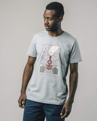 T-shirt bleu clair à imprimés en coton bio - transsiberian