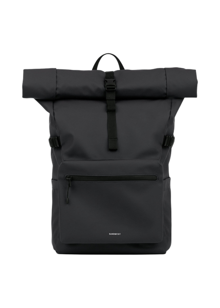 Sac à dos 34l en matière recyclée | noir "stream rolltop backpack l - black" - Sandqvist