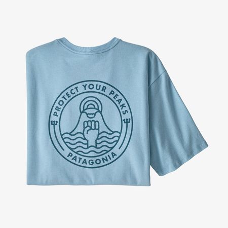 T-shirt imprimé bleu clair en coton et polyester recyclé - responsibili-tee