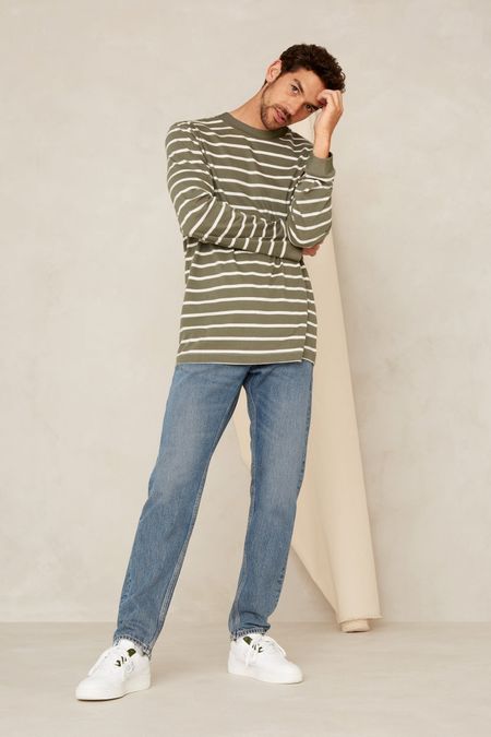 Jean fuselé bleu en coton bio et recyclé - jerrick everton cedros mid worn