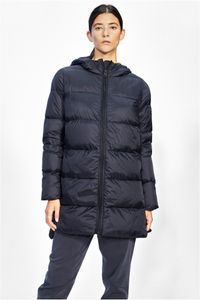 Doudoune longue à capuche noire en recyclé - marangu