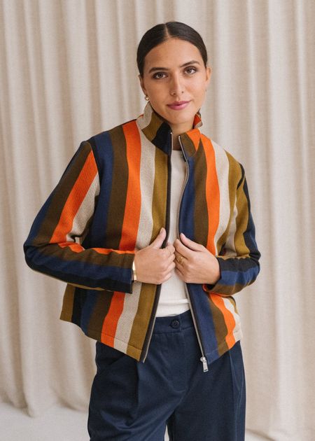 Veste en coton bio | rayée "burnley blanket ceci jacket - multicolor"