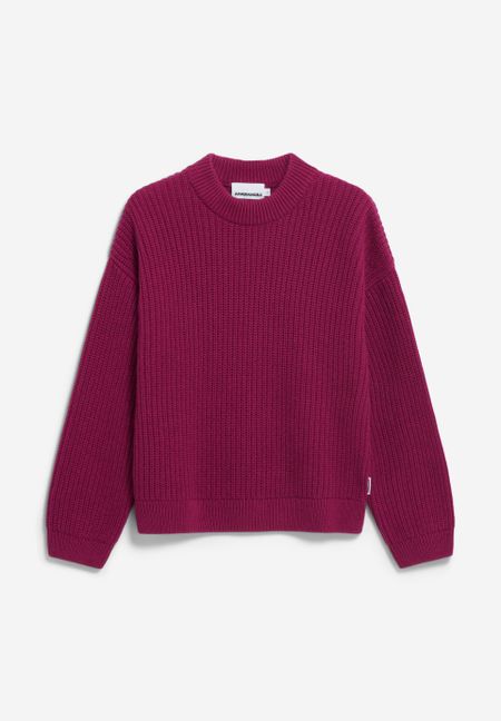 Pull en laine et coton biologique | rouge "miyaar solid - cherry juice"