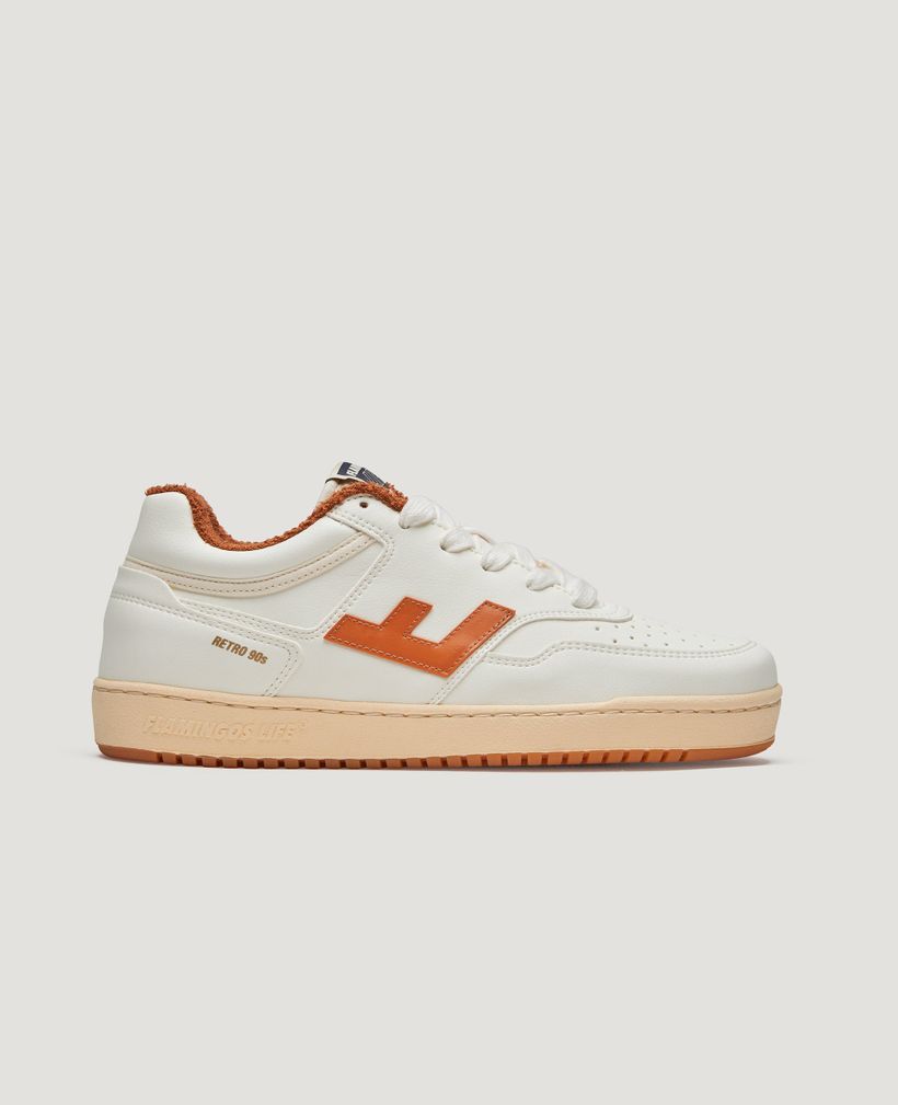 Baskets vegan en recyclé | écru et orange "retro 90s pearl vanilla toffee" - Flamingos Life