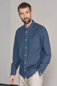 Chemise droite en coton bio, tencel et lin | marine "simon shirt - tencel linen cold navy"
