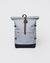 Sac à dos 26l en matière recyclée | "icon rolltop backpack l - ice blue with black leather" - Sandqvist