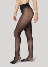 Collants à pois en recyclé - pernille dots 20 denier black