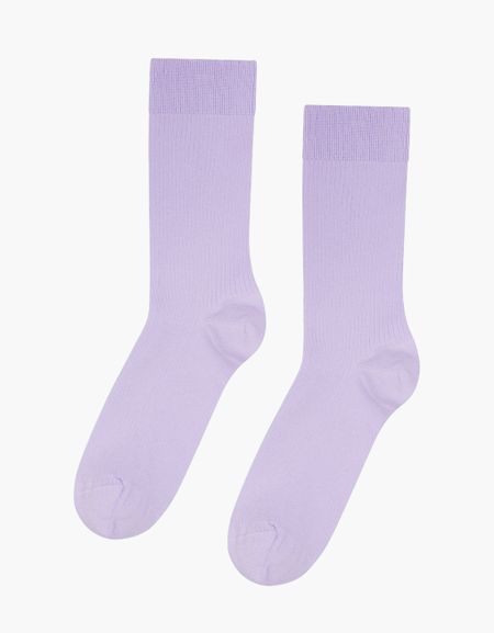 Chaussettes hautes lilas en coton bio - soft lavender