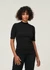 T-shirt côtelé en coton bio | noir "rib high neck short sleeve black jet" - Knowledge Cotton Apparel