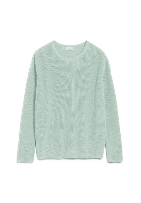 Pull maille col rond vert menthe en coton bio - nuriellaa lint