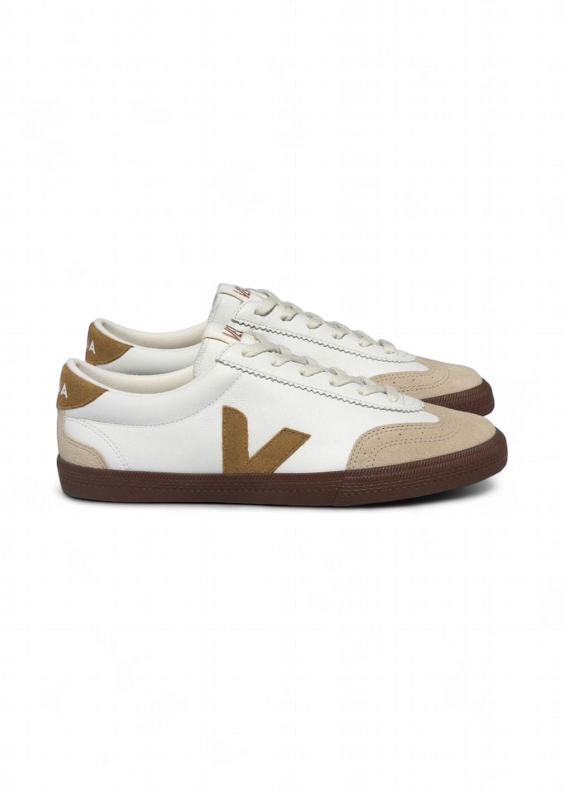 Baskets en cuir bio | marron "volley o.t. leath white tent bark" - Veja