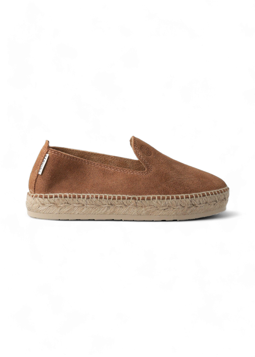 Espadrilles camel en cuir certifié - sabina velours mandorla - Genuins
