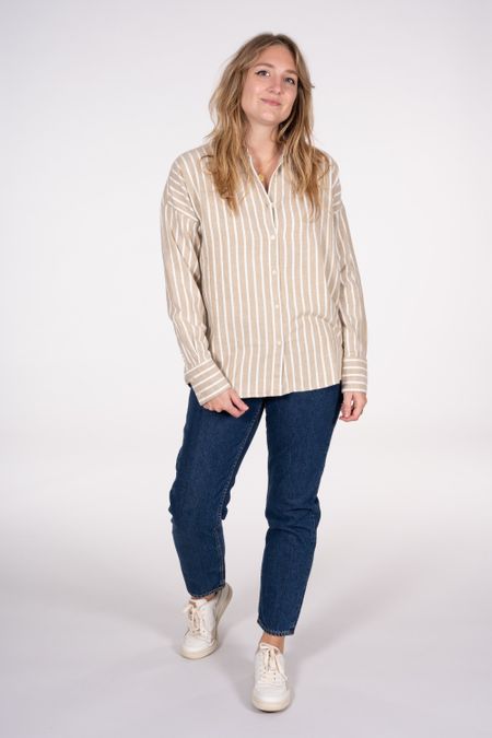 Chemise rayée bicolore en flanelle de coton bio - juniper