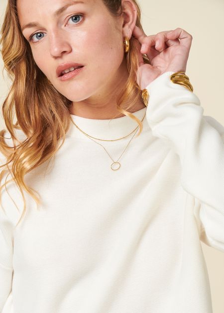 Pull ample en coton biologique | beige "merinaa links links - light oatmilk" - Armedangels