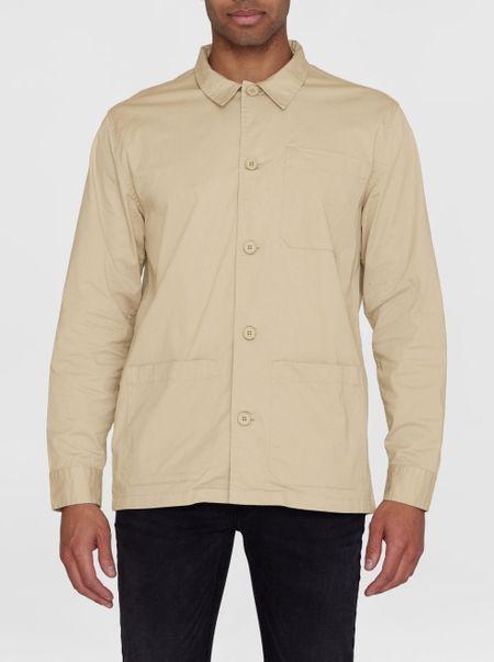 Surchemise en sergé de coton bio | beige "chuck twill overshirt light feather gray"