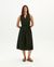 Robe mi-longue verte seersucker en coton bio - green seersucker checks amapola
