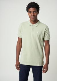 Polo droit vert clair en coton bio - basic badge polo swamp