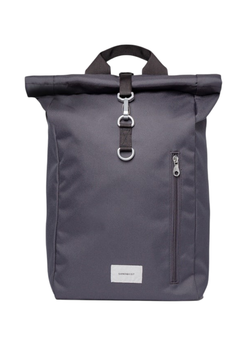 Sac à dos 19l en matière recyclée | noir "ground rolltop backpack l - asphalt with black webbing" - Sandqvist