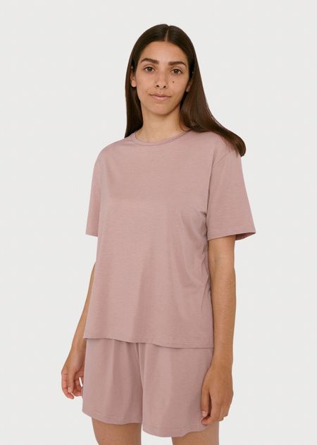 Haut pyjama manches courtes en tencel | rose "dusty rose"