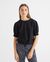 Blouse à manches courtes noire en coton bio - iris