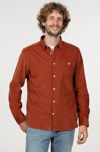 Chemise en velours côtelé orange en coton bio - elder arabian spice