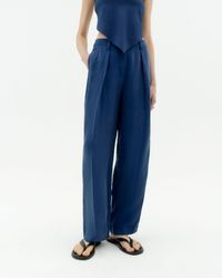 Pantalon ample fluide en cupro | bleu "cobalt cirila pants"