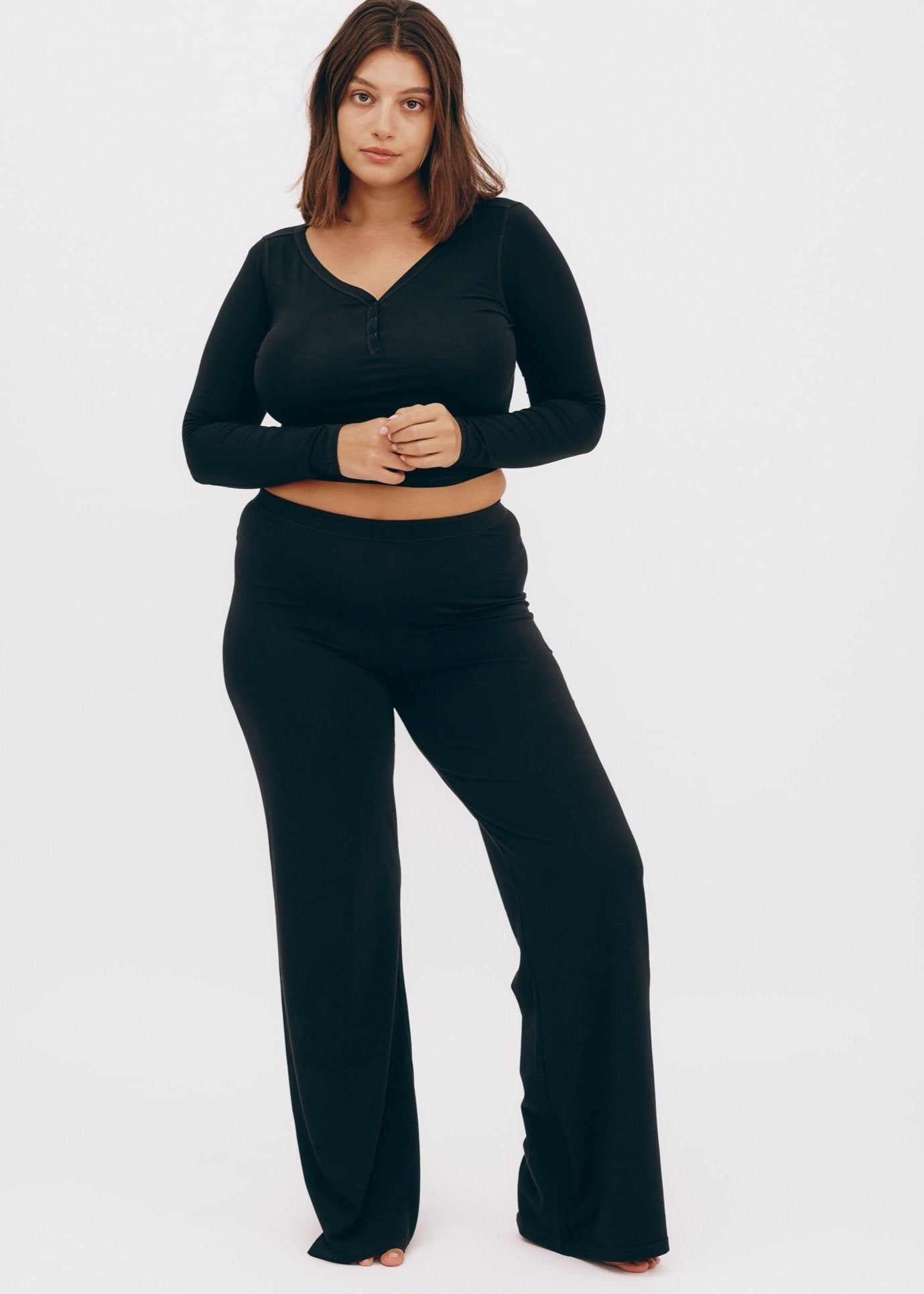 Pantalon fluide en coton bio noir core sport straight pants black femme