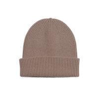 Bonnet marron en laine mérinos recyclée - merino wool beanie warm taupe