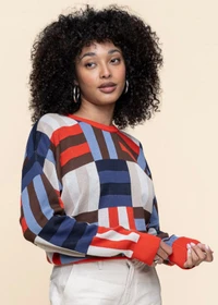 Pull en coton biologique | multicolore "field red philis knit sweater - multicolor"