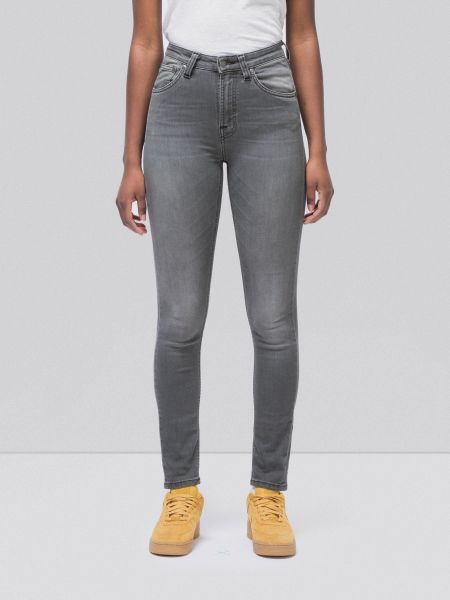 Jean skinny taille haute gris délavé en coton bio - hightop tilde grey wash