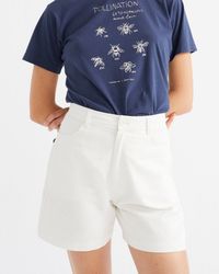 Short taille haute blanc en coton bio - gardenia