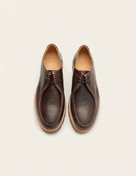 Derbies en cuir certifié | marron "gontran - pull-up grainé marron" - Odaje ex M.Moustache
